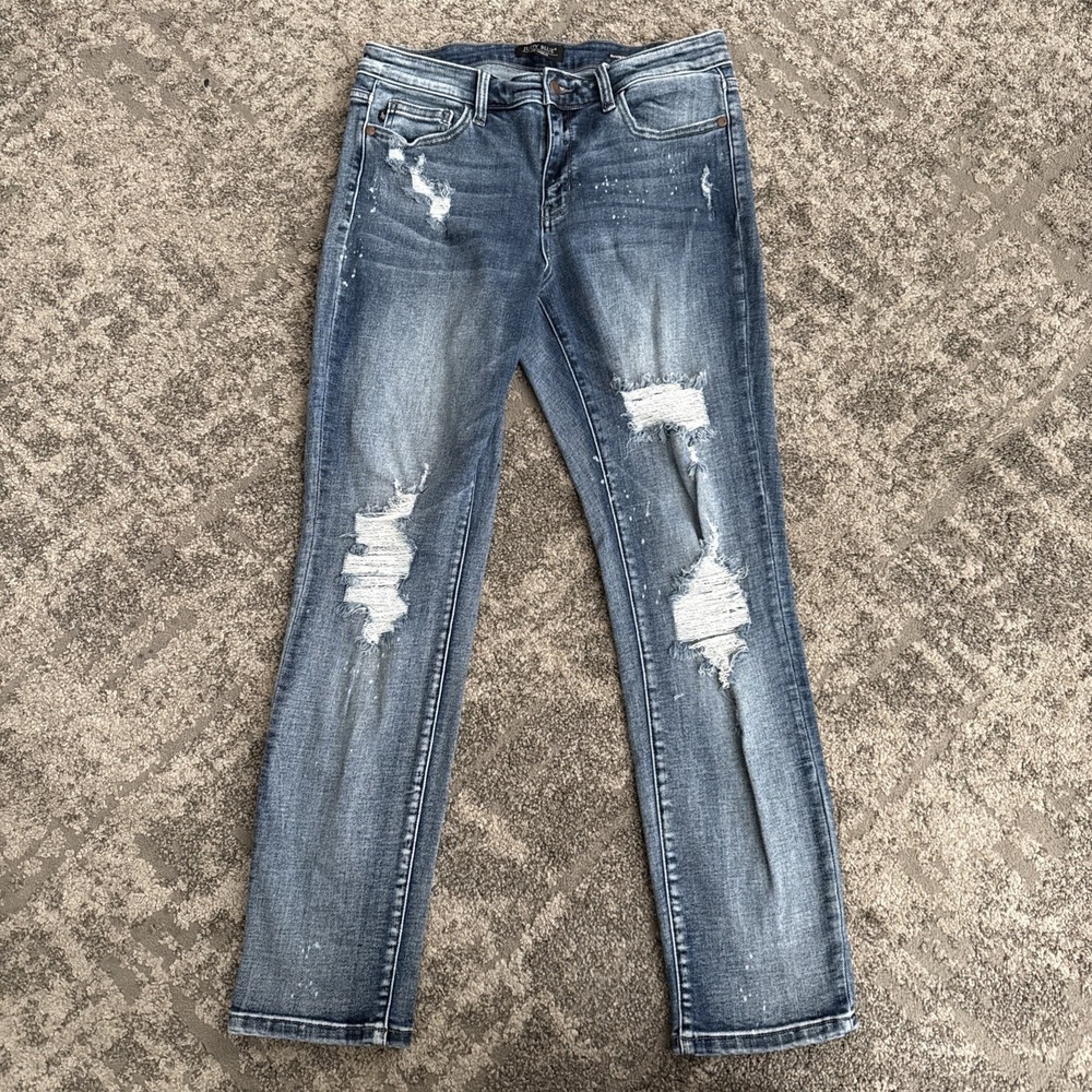 Judy Blue Los Angeles Boyfriend Fit Distressed Jeans Womens Size 11 30